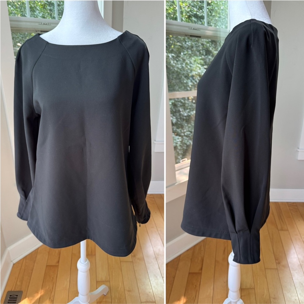 Banana Republic Black Structured Statement Sleeve Blouse Top Size XS